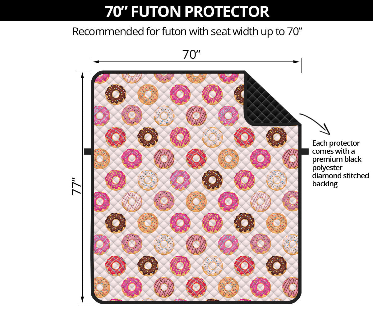 Pastel Donut Pattern Print Futon Protector