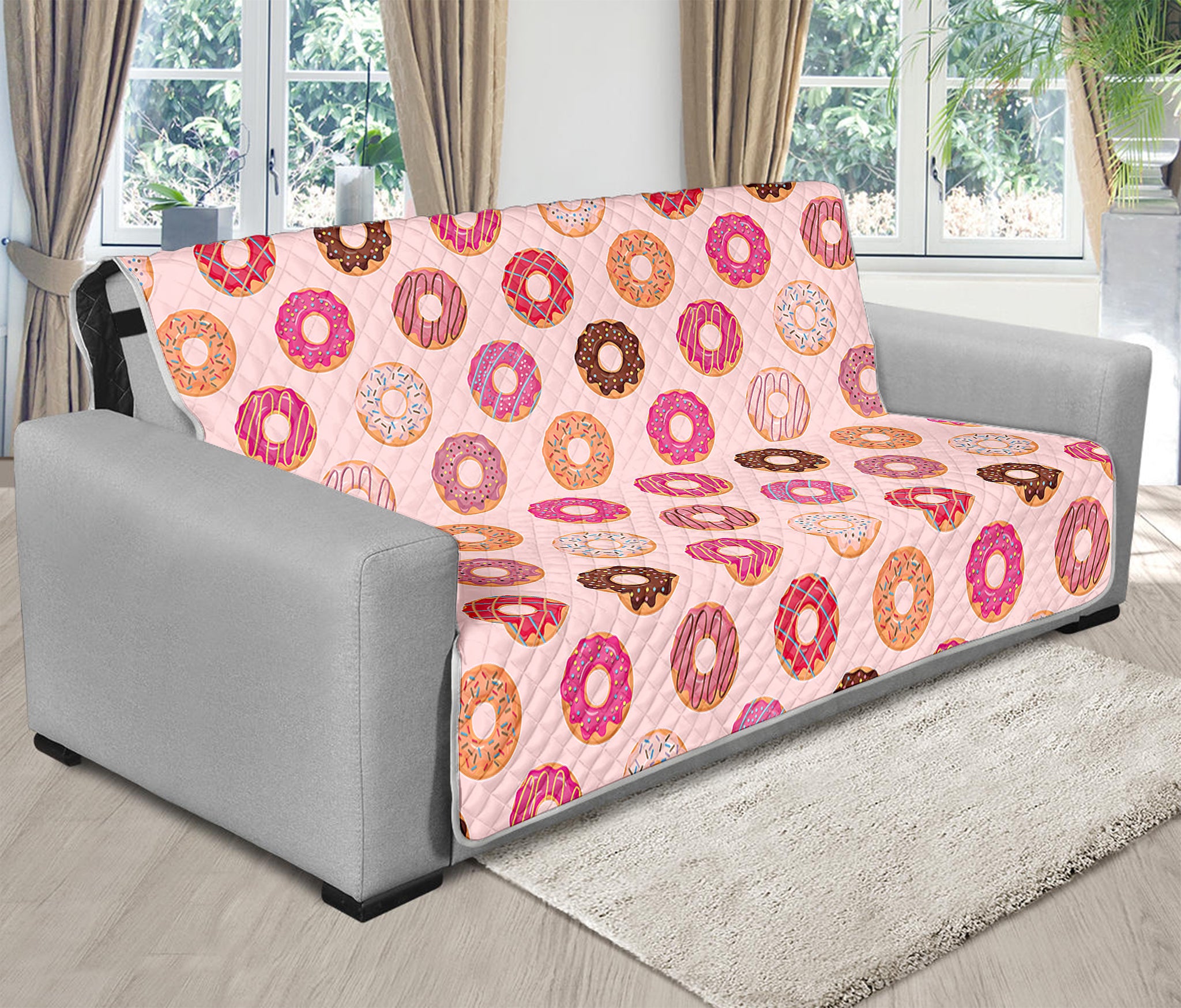 Pastel Donut Pattern Print Futon Protector