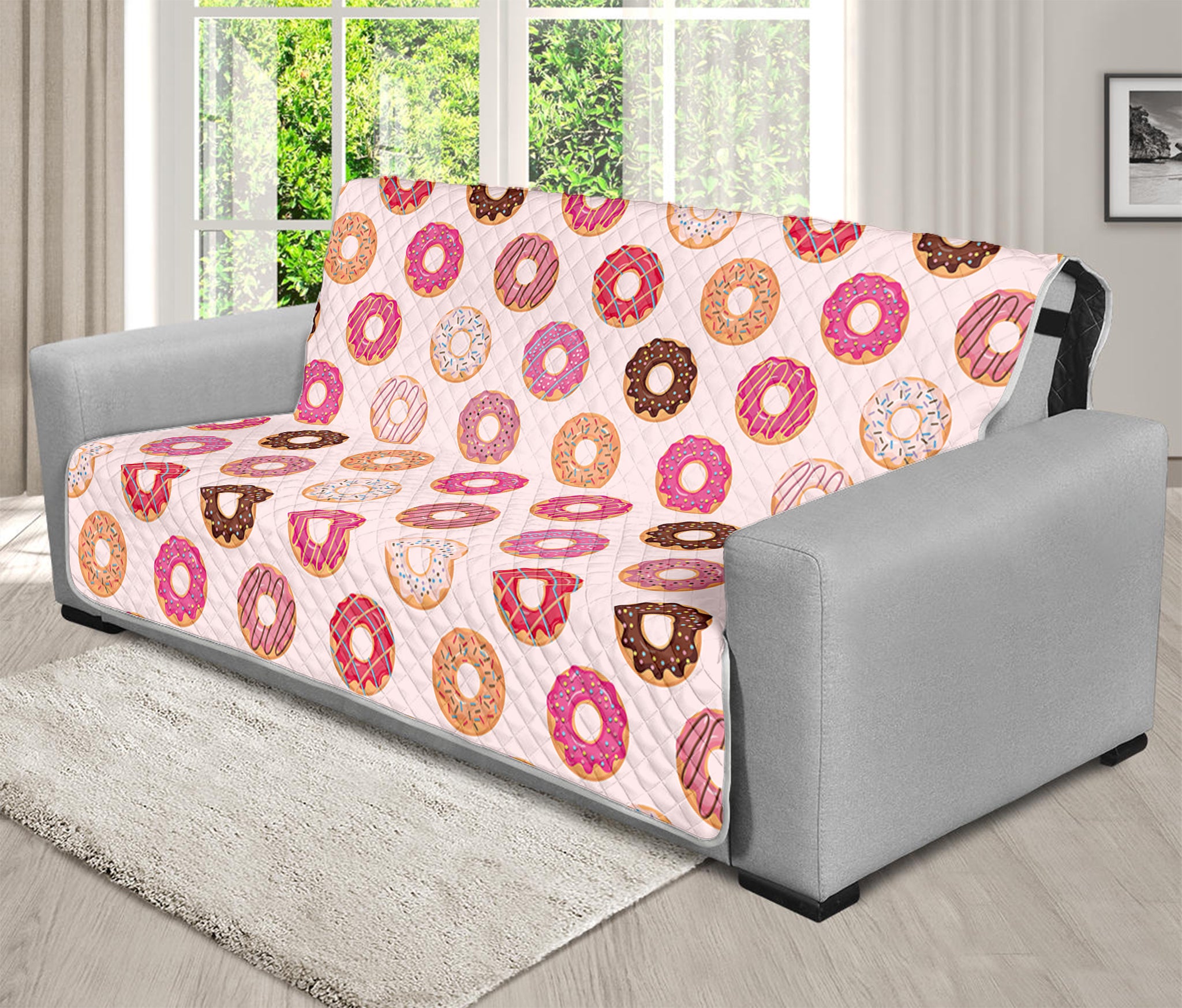 Pastel Donut Pattern Print Futon Protector