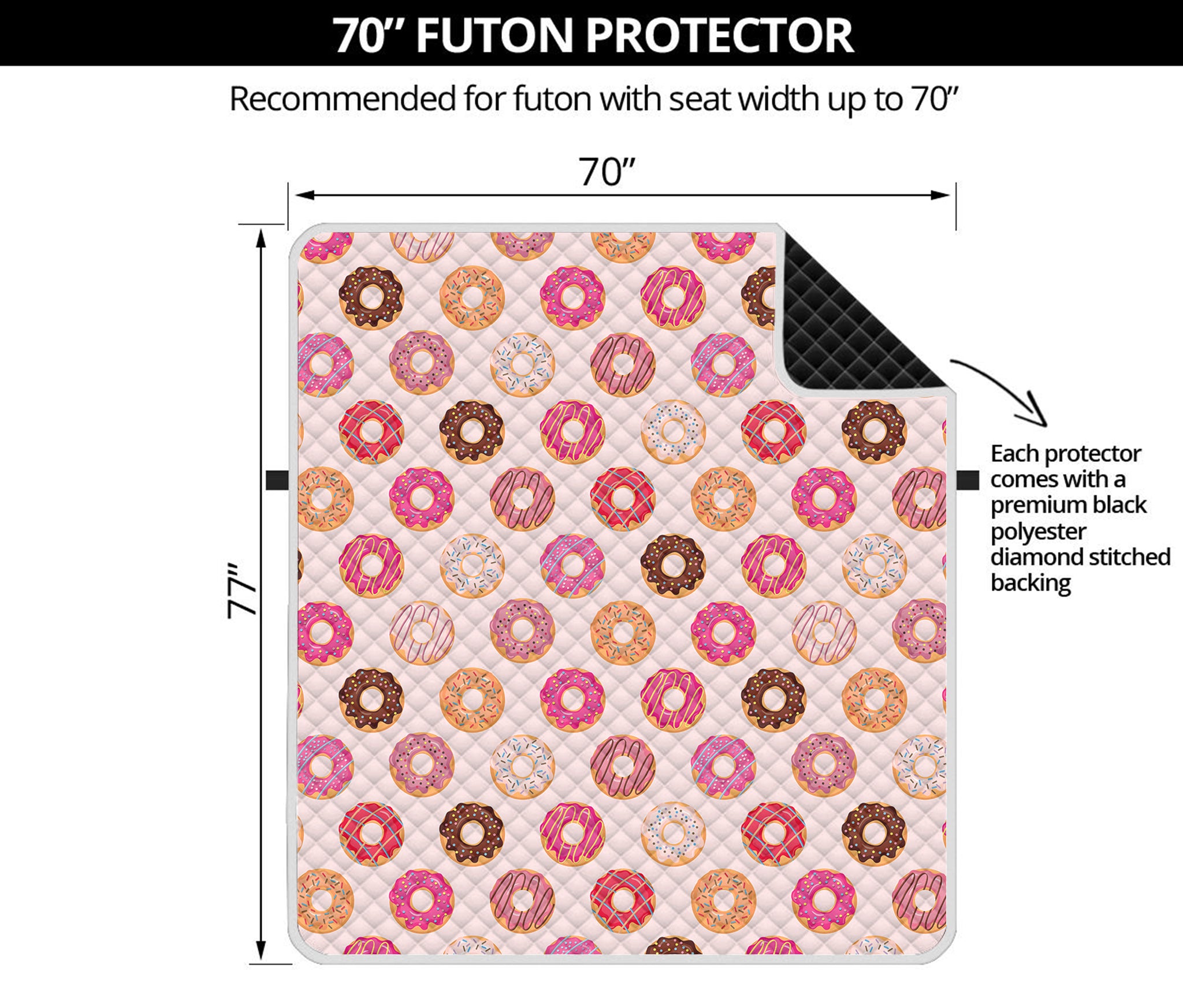 Pastel Donut Pattern Print Futon Protector