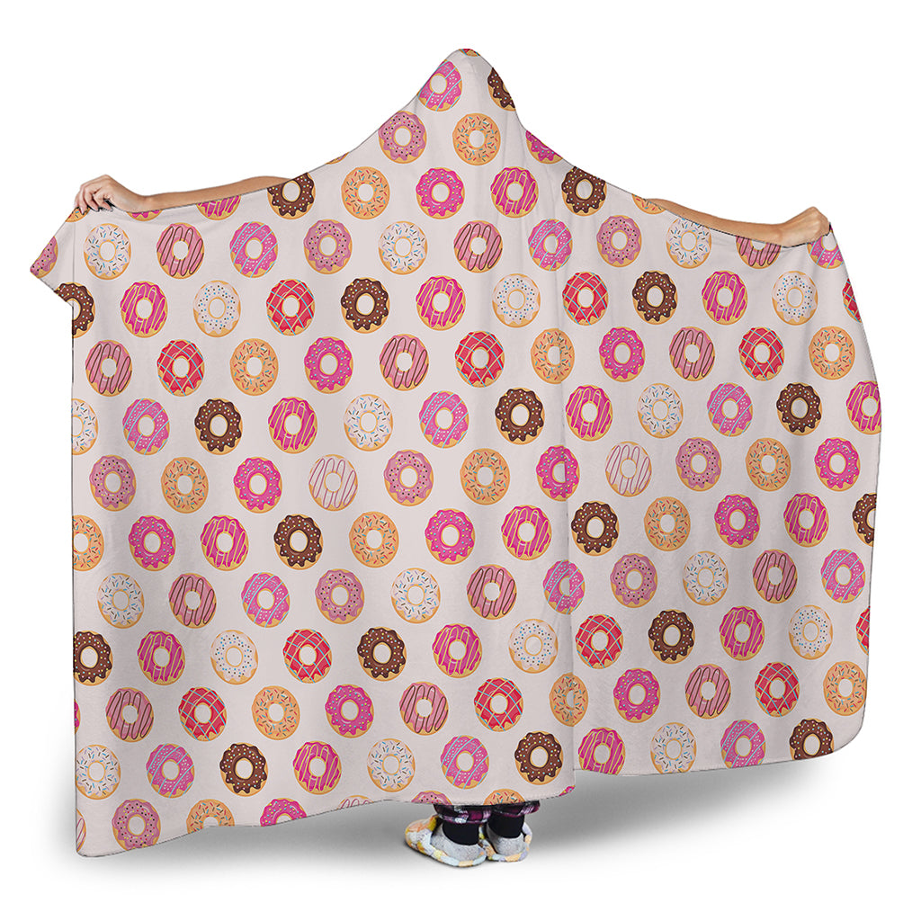 Pastel Donut Pattern Print Hooded Blanket