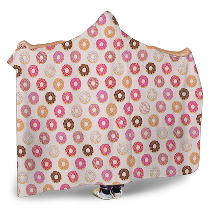 Pastel Donut Pattern Print Hooded Blanket