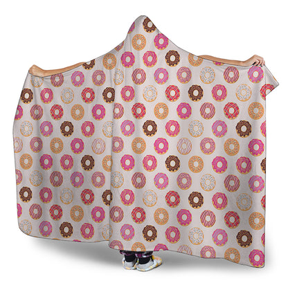 Pastel Donut Pattern Print Hooded Blanket