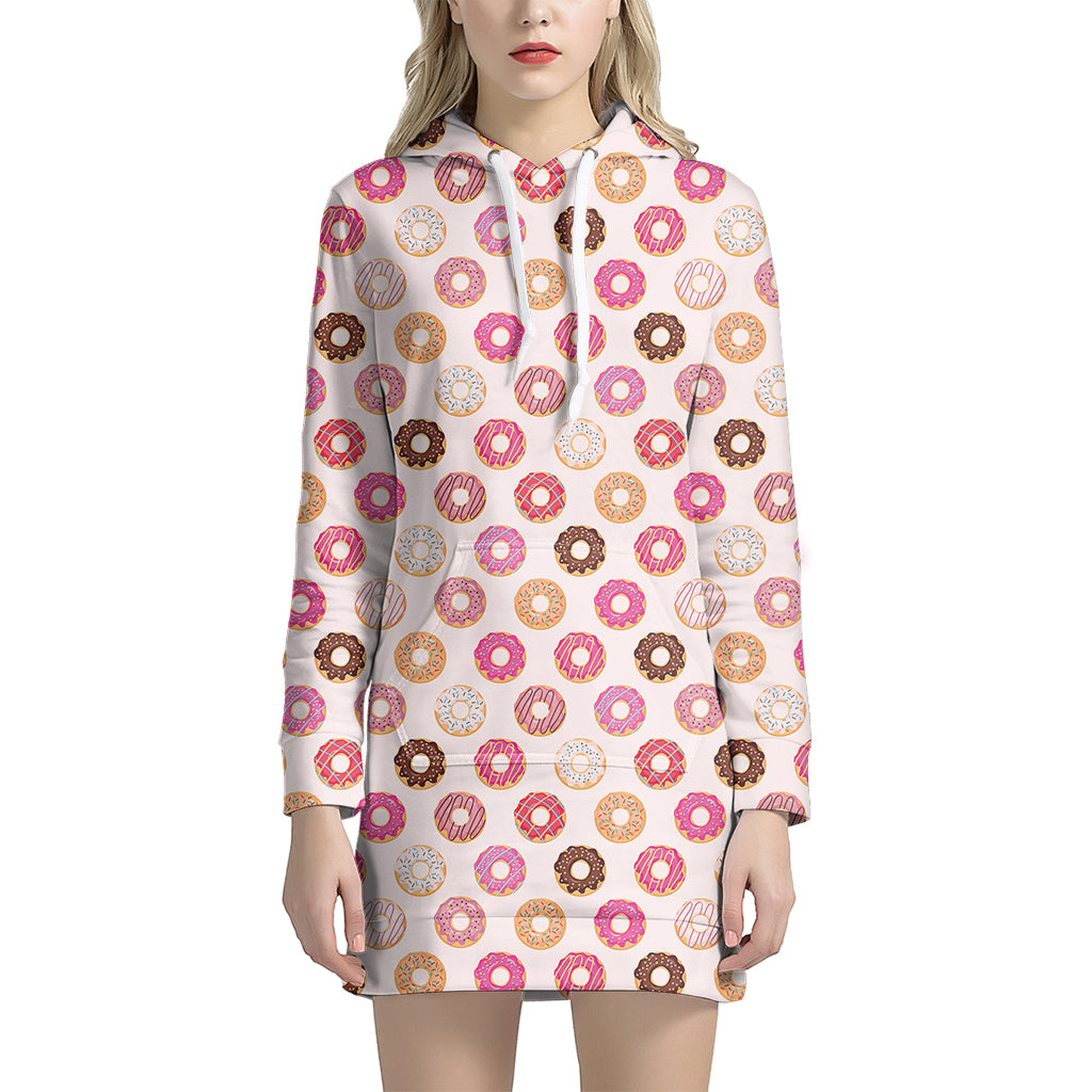 Pastel Donut Pattern Print Hoodie Dress