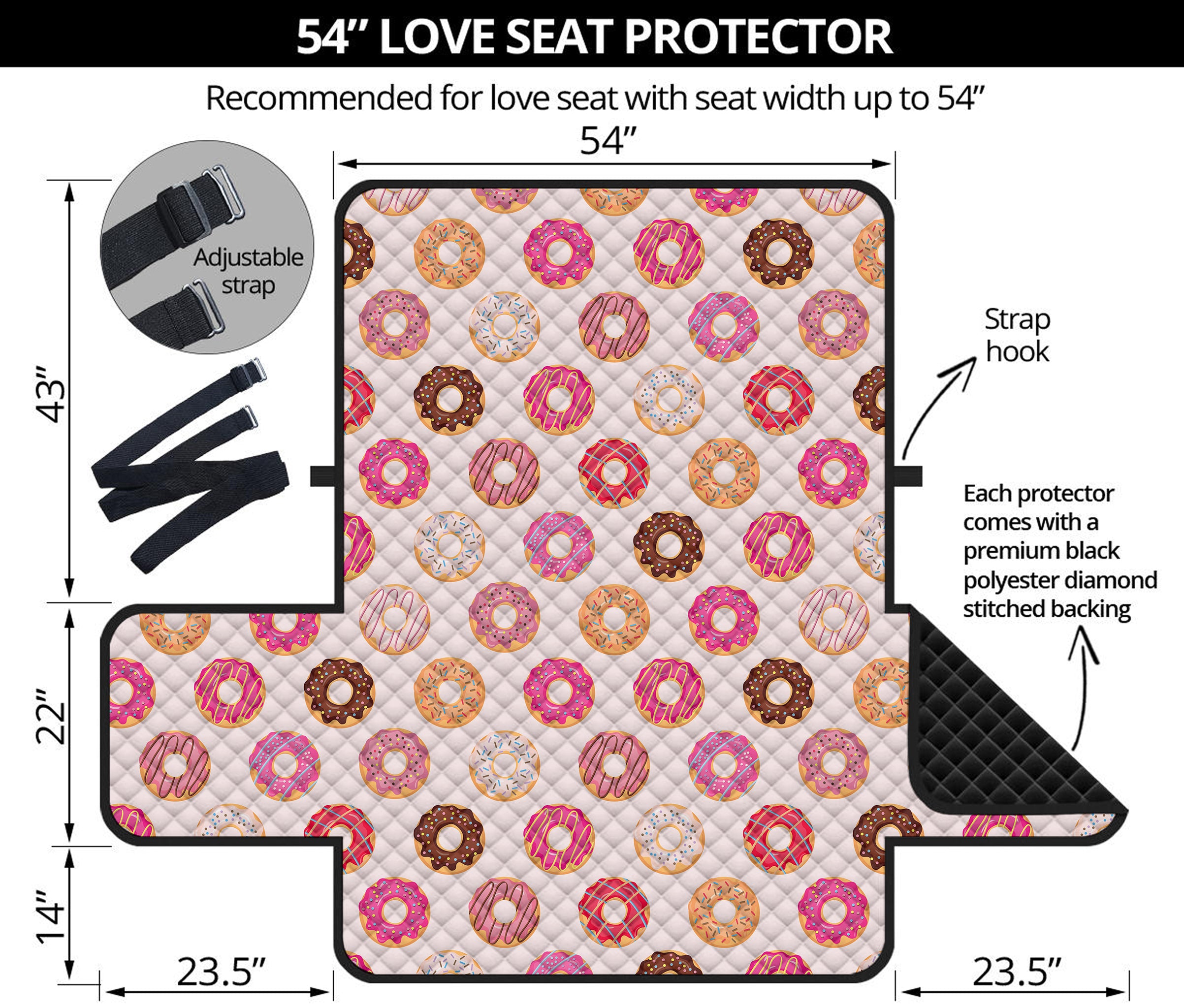 Pastel Donut Pattern Print Loveseat Protector