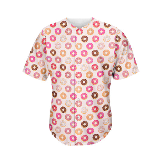 Pastel Donut Pattern Print Men's Baseball Jersey