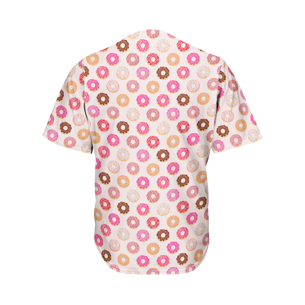 Pastel Donut Pattern Print Men's Baseball Jersey