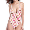 Pastel Donut Pattern Print One Piece High Cut Swimsuit