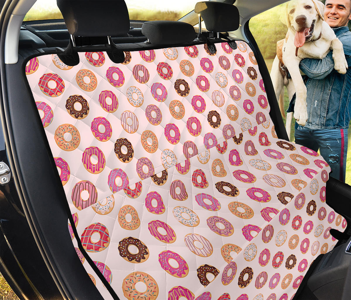 Pastel Donut Pattern Print Pet Car Back Seat Cover