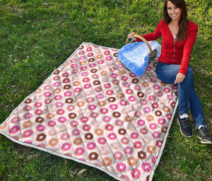 Pastel Donut Pattern Print Quilt