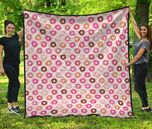 Pastel Donut Pattern Print Quilt