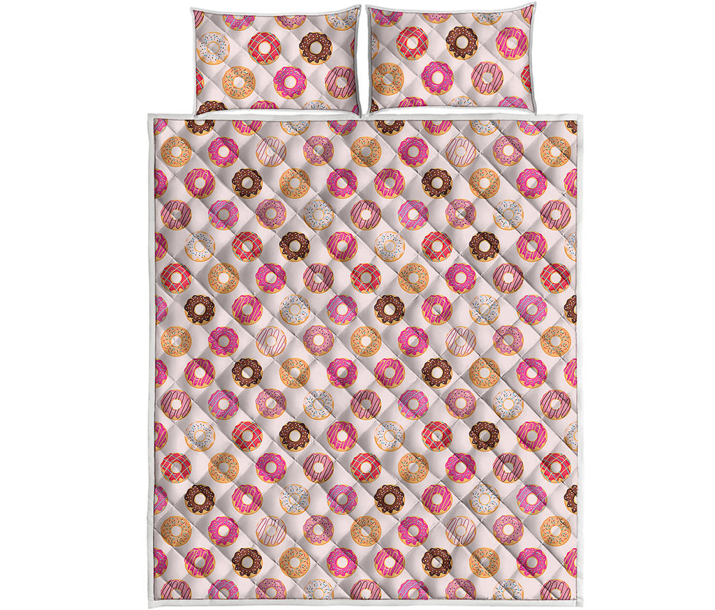 Pastel Donut Pattern Print Quilt Bed Set