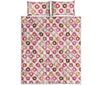 Pastel Donut Pattern Print Quilt Bed Set