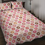 Pastel Donut Pattern Print Quilt Bed Set