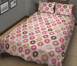 Pastel Donut Pattern Print Quilt Bed Set