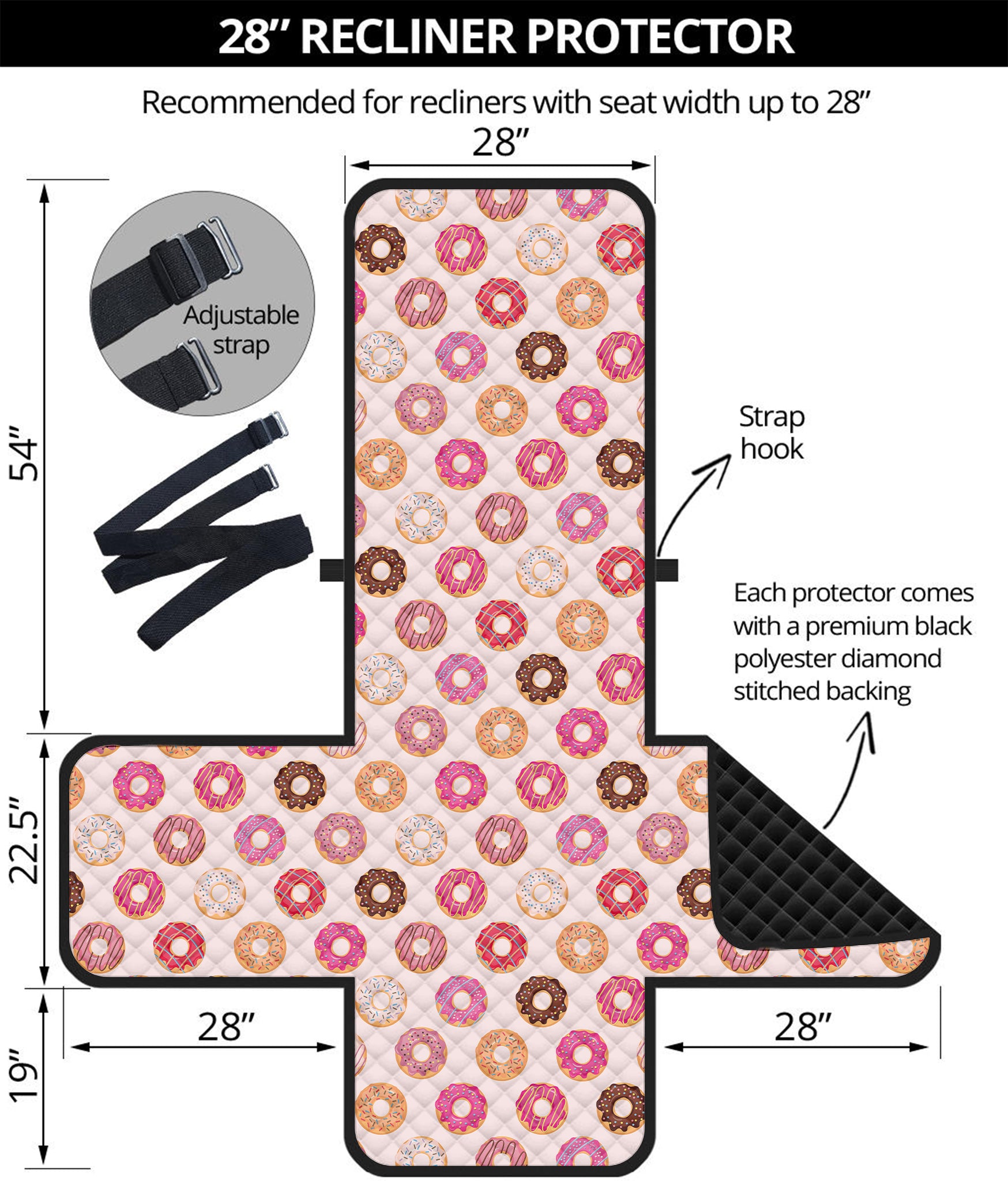 Pastel Donut Pattern Print Recliner Protector