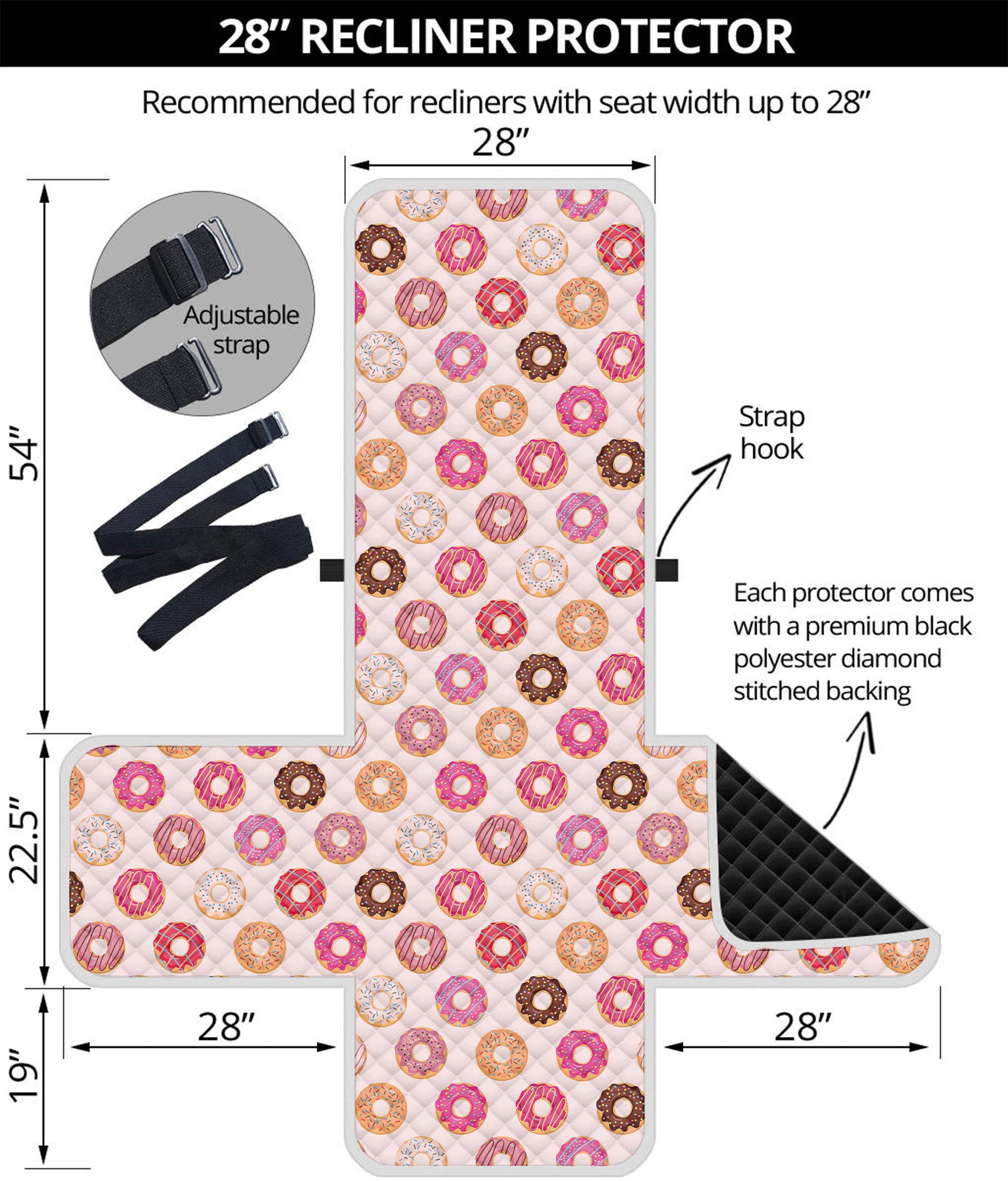 Pastel Donut Pattern Print Recliner Protector