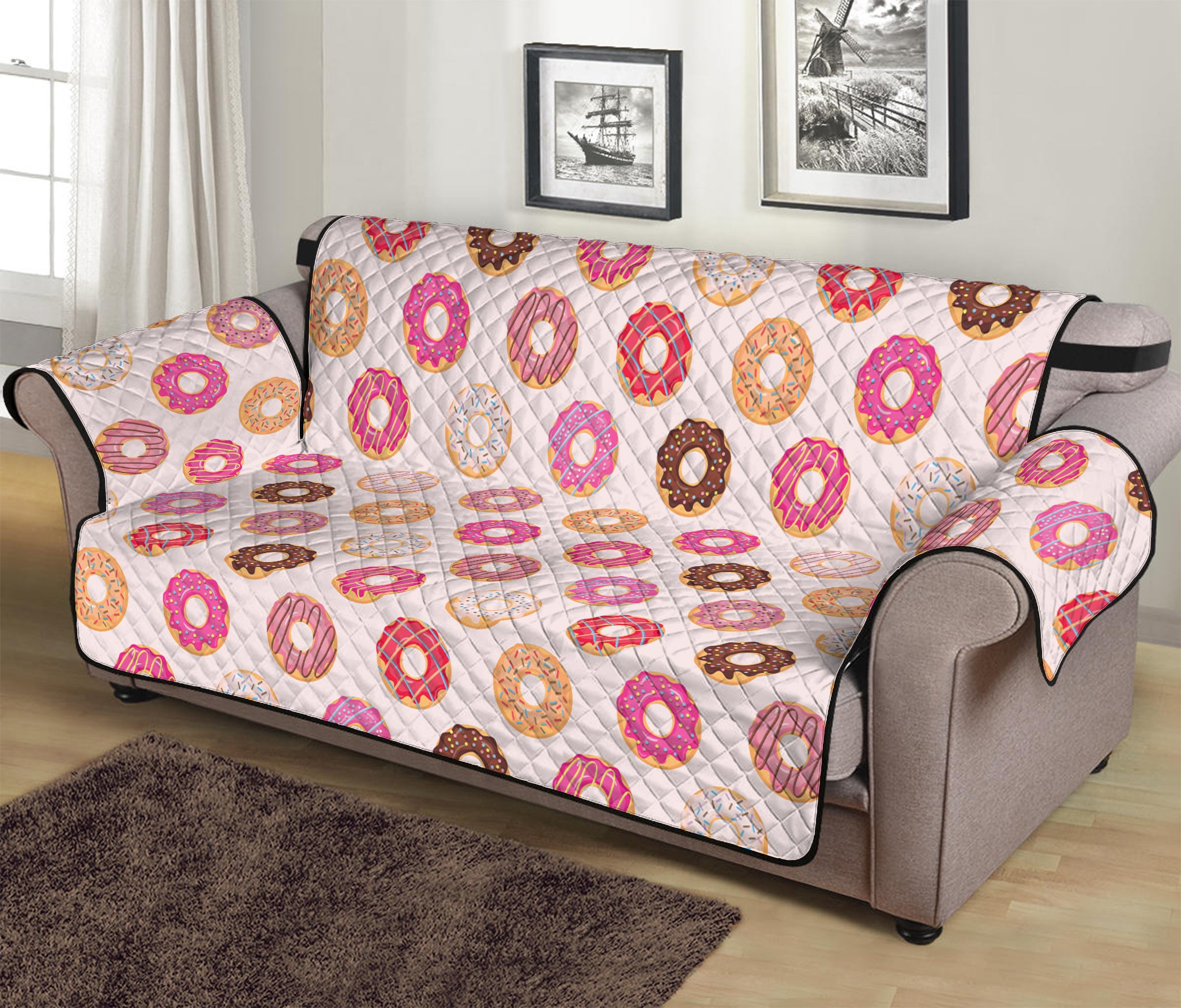 Pastel Donut Pattern Print Sofa Protector