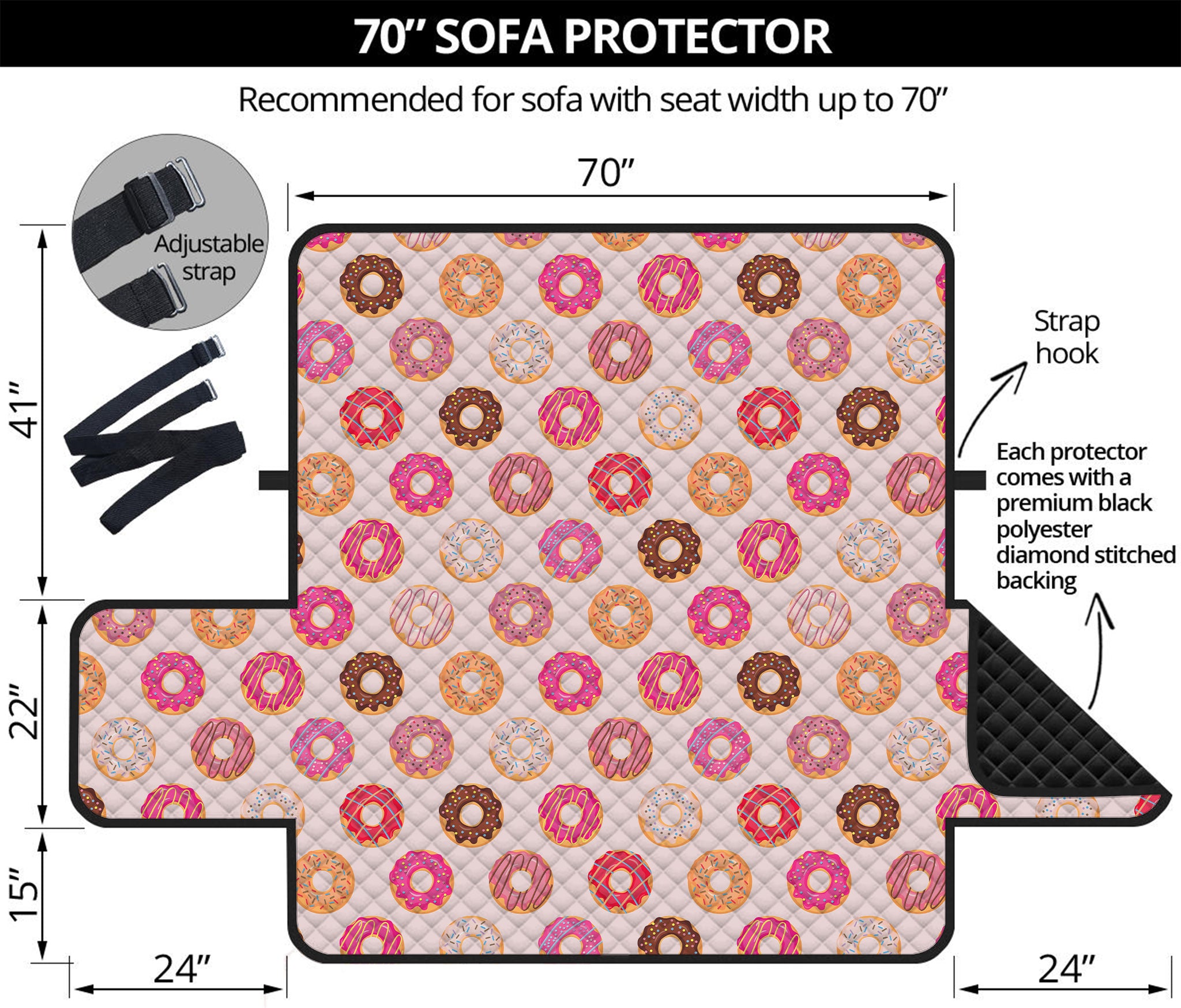 Pastel Donut Pattern Print Sofa Protector