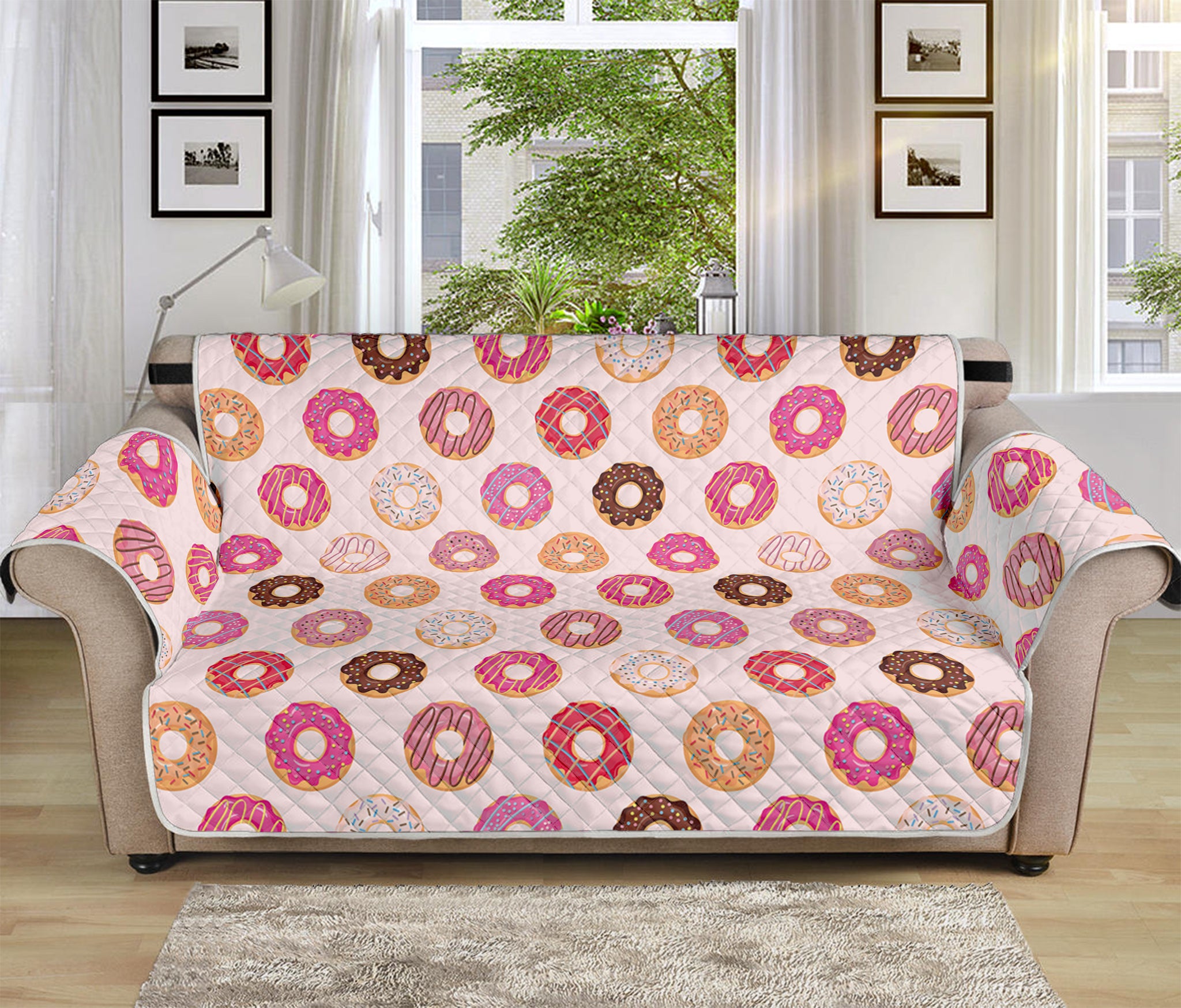 Pastel Donut Pattern Print Sofa Protector