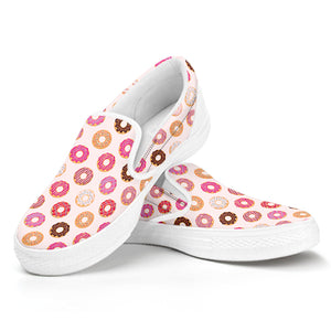 Pastel Donut Pattern Print White Slip On Shoes