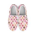 Pastel Donut Pattern Print White Slip On Shoes