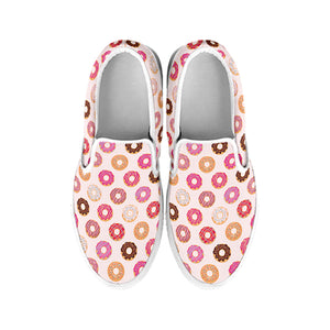 Pastel Donut Pattern Print White Slip On Shoes