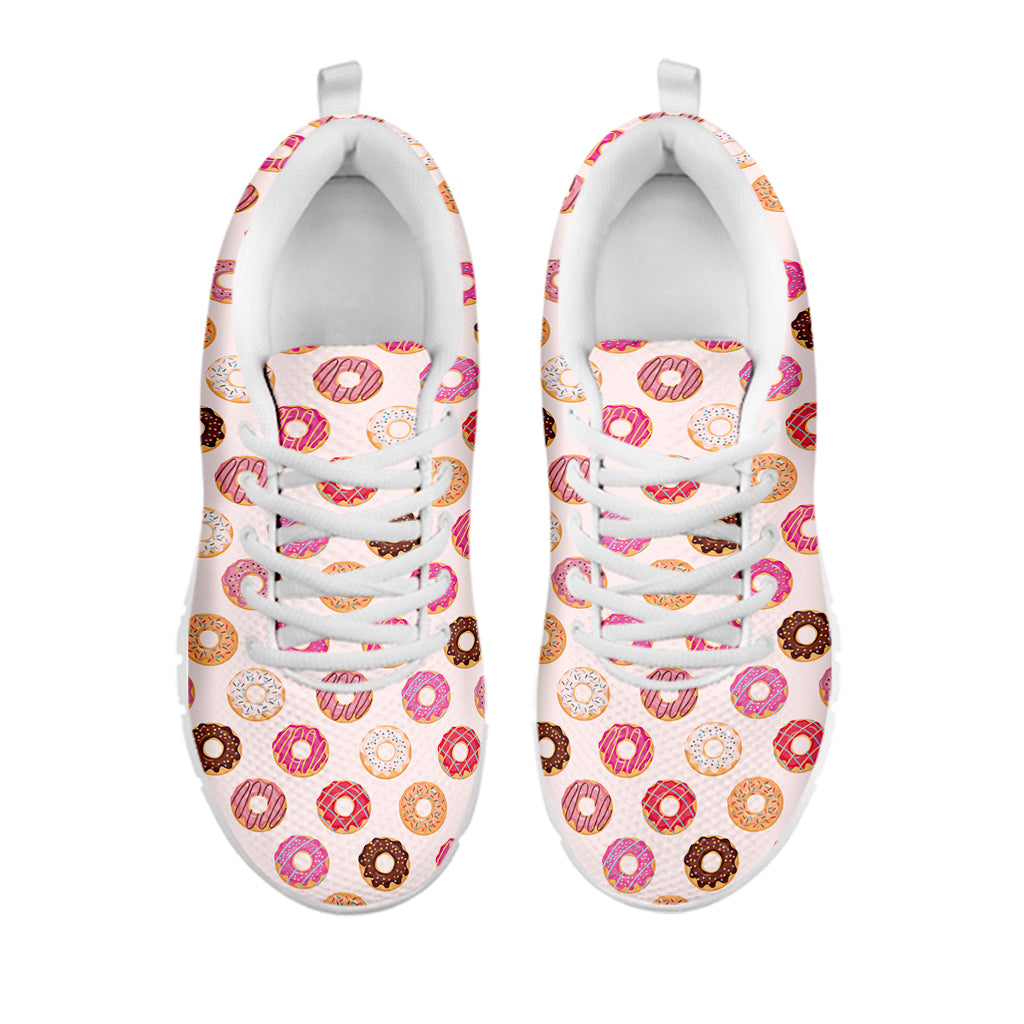 Pastel Donut Pattern Print White Sneakers