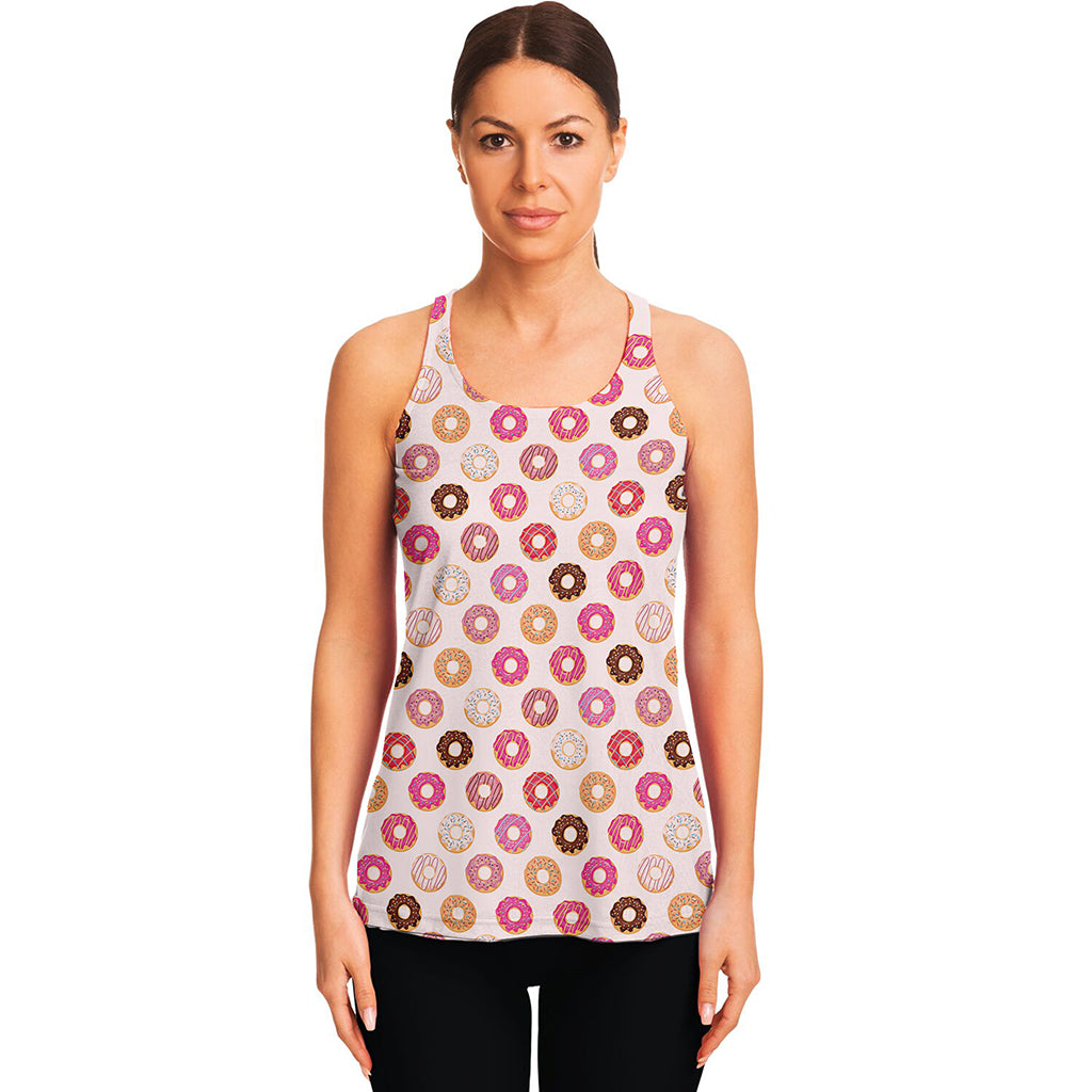 Pastel Donut Pattern Print Women's Racerback Tank Top
