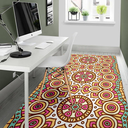 Pastel Ethnic Mandala Print Area Rug GearFrost