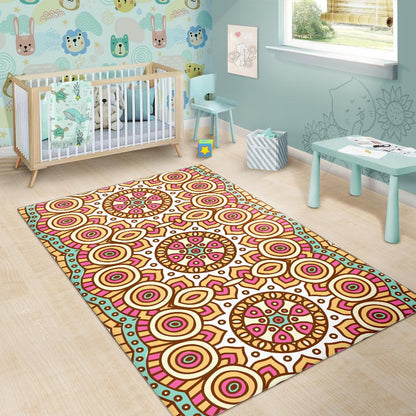 Pastel Ethnic Mandala Print Area Rug GearFrost