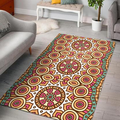 Pastel Ethnic Mandala Print Area Rug GearFrost