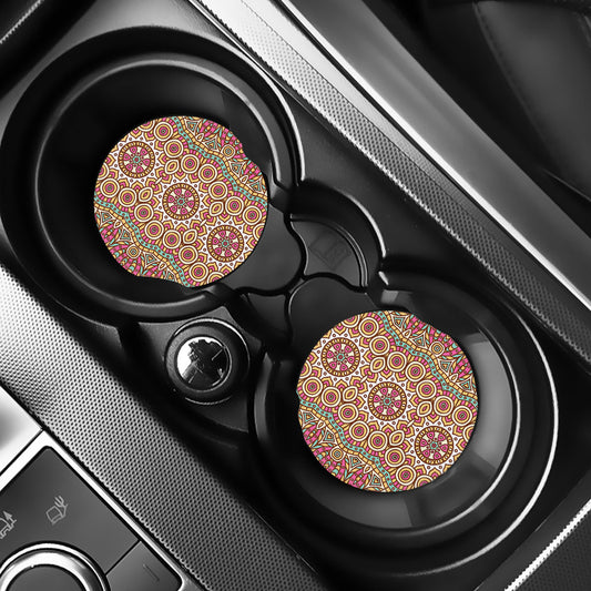 Pastel Ethnic Mandala Print Car Coasters