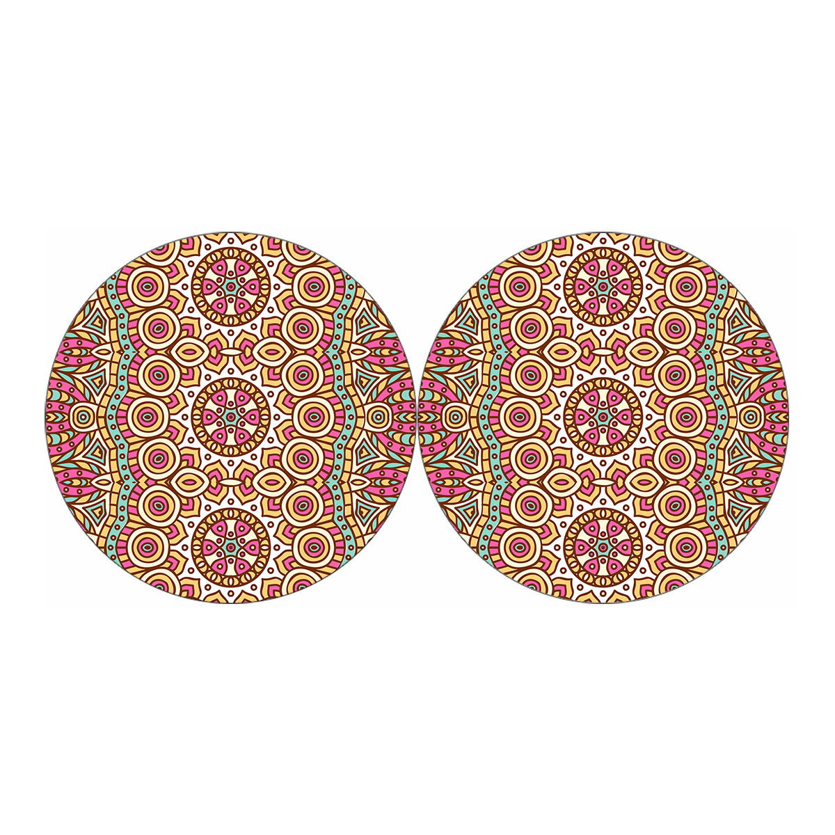 Pastel Ethnic Mandala Print Car Coasters