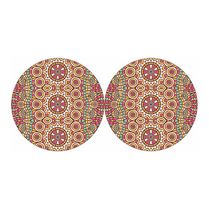 Pastel Ethnic Mandala Print Car Coasters
