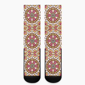 Pastel Ethnic Mandala Print Crew Socks