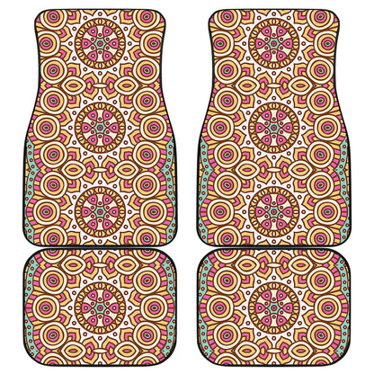 Pastel Ethnic Mandala Print Front and Back Car Floor Mats