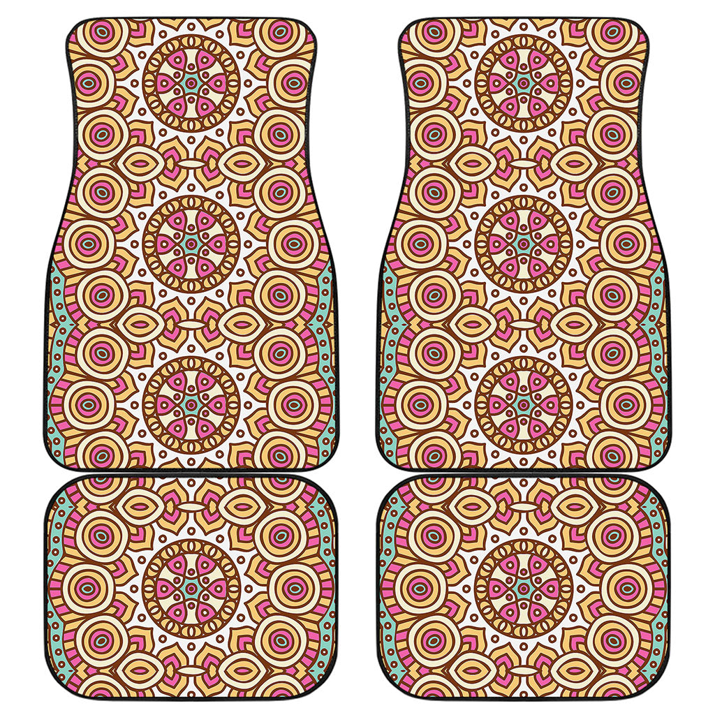 Pastel Ethnic Mandala Print Front and Back Car Floor Mats