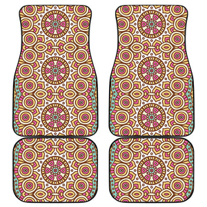 Pastel Ethnic Mandala Print Front and Back Car Floor Mats