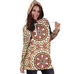 Pastel Ethnic Mandala Print Hoodie Dress GearFrost