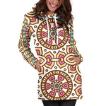 Pastel Ethnic Mandala Print Hoodie Dress GearFrost