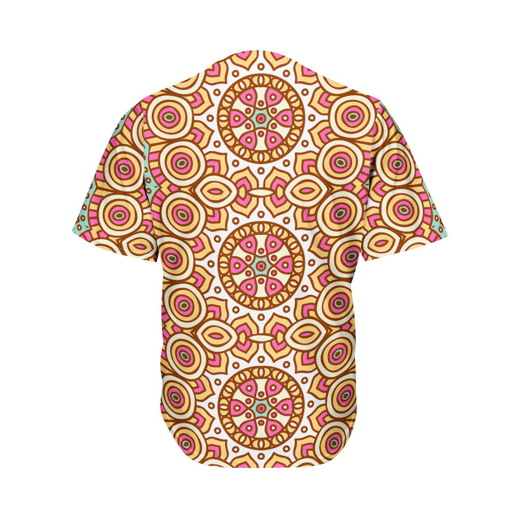 Pastel Ethnic Mandala Print Men's Baseball Jersey