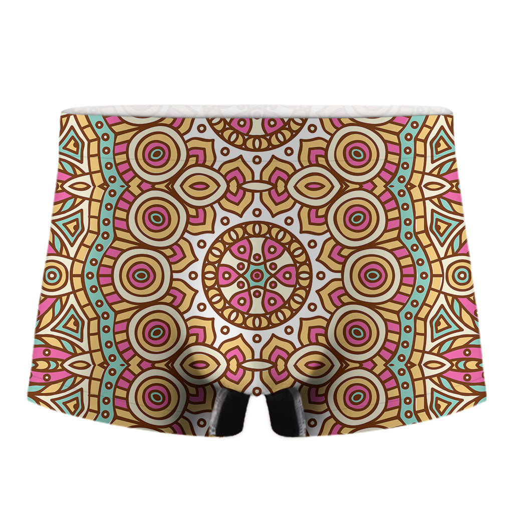 Pastel Ethnic Mandala Print Men's Boxer Briefs