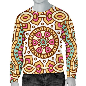 Pastel Ethnic Mandala Print Men's Crewneck Sweatshirt GearFrost