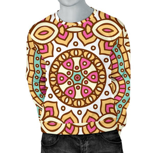 Pastel Ethnic Mandala Print Men's Crewneck Sweatshirt GearFrost