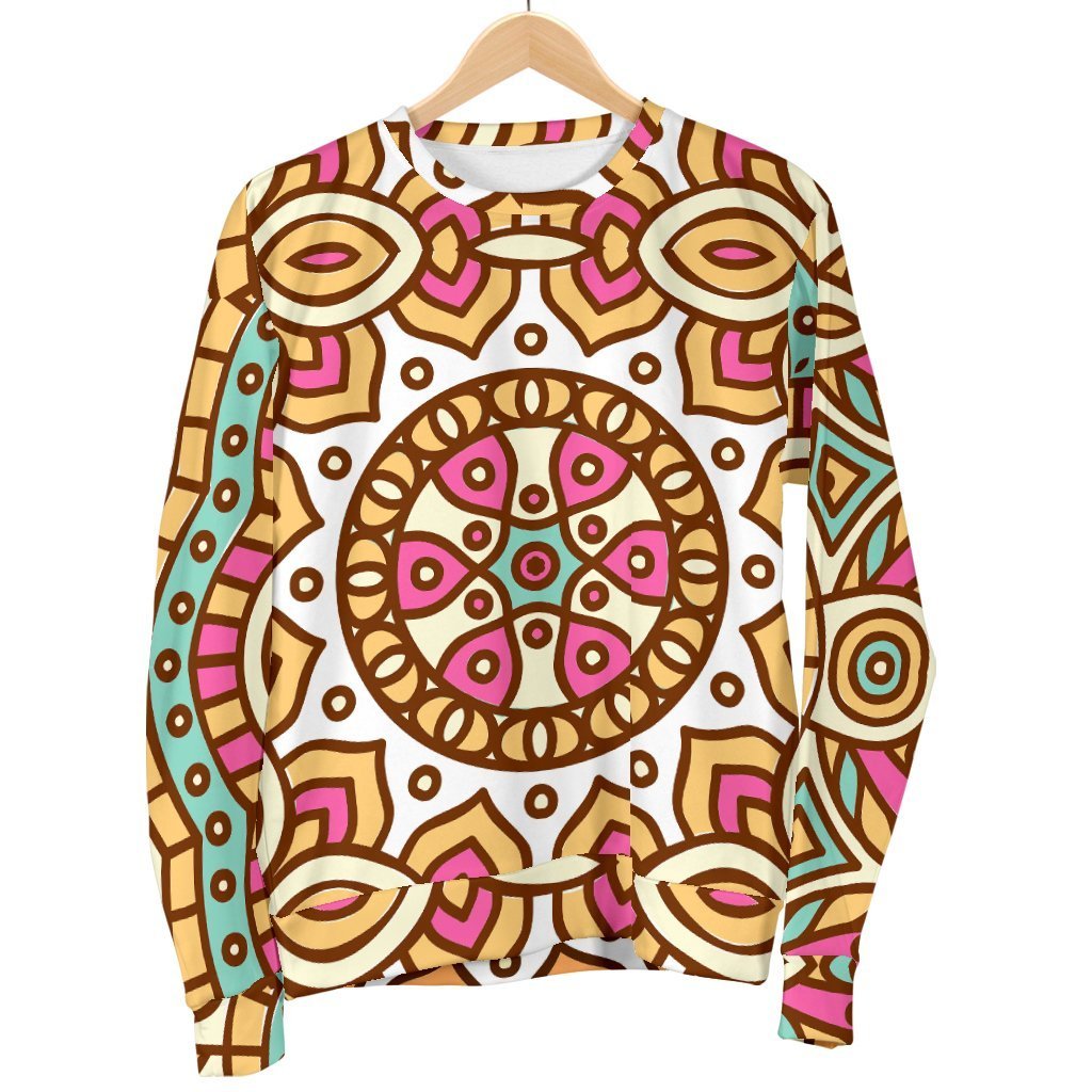 Pastel Ethnic Mandala Print Men's Crewneck Sweatshirt GearFrost