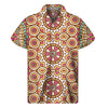 Pastel Ethnic Mandala Print Men's Short Sleeve Shirt