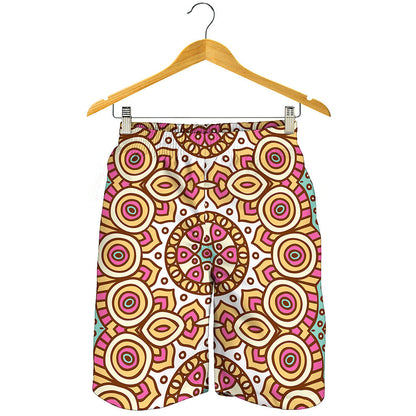 Pastel Ethnic Mandala Print Men's Shorts