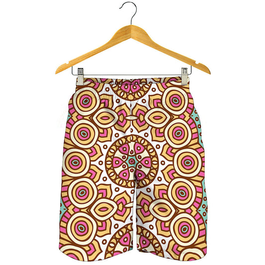 Pastel Ethnic Mandala Print Men's Shorts