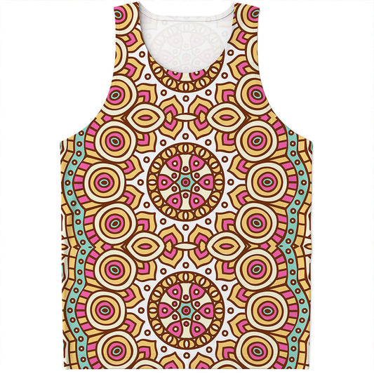 Pastel Ethnic Mandala Print Men's Tank Top